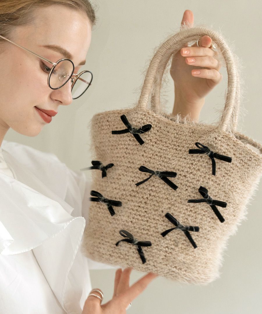 トートバッグ リボンシャギーバッグ