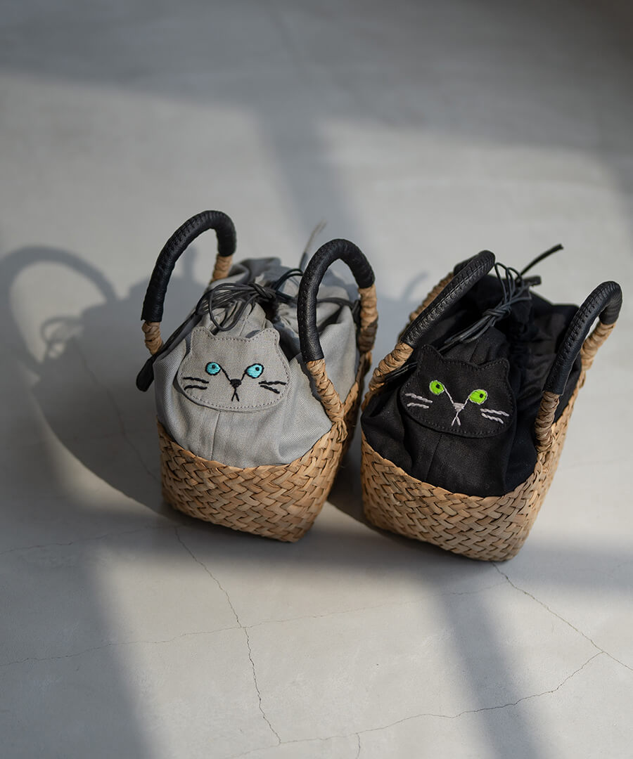 ねこモチーフ バンカン かごバッグ