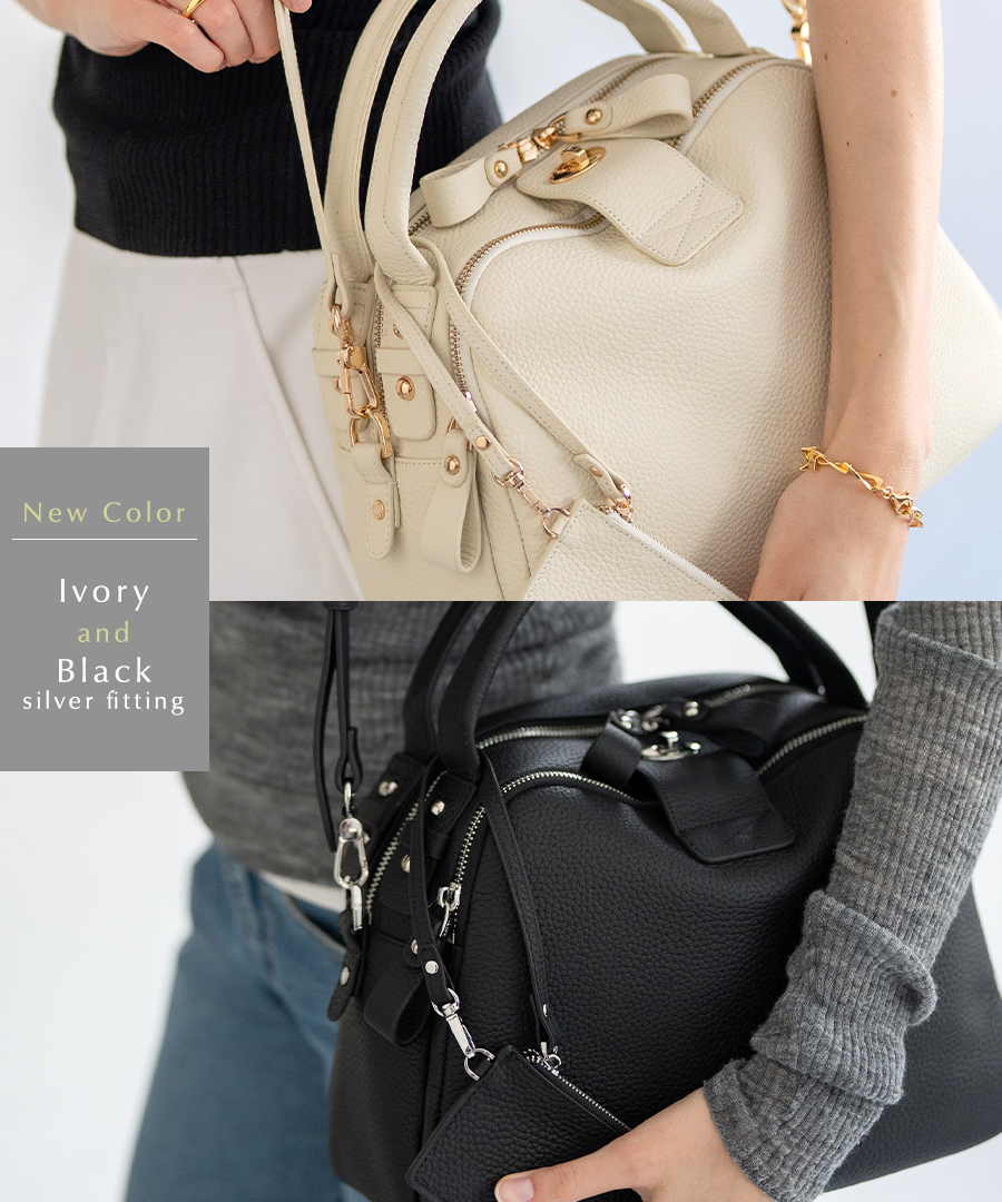 本革 2way ボストンバッグ ショルダーバッグ 第7世代・改良版 Mini Loche ミニロシェ グレージュ