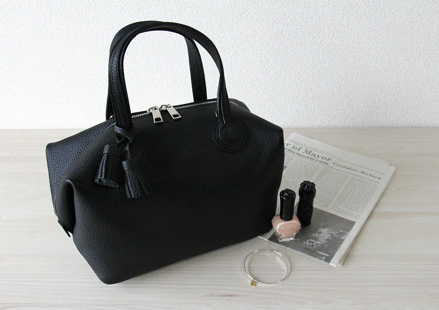 本革　ボストンバッグ ブラック