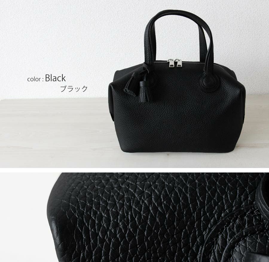 本革　ボストンバッグ　ブラック