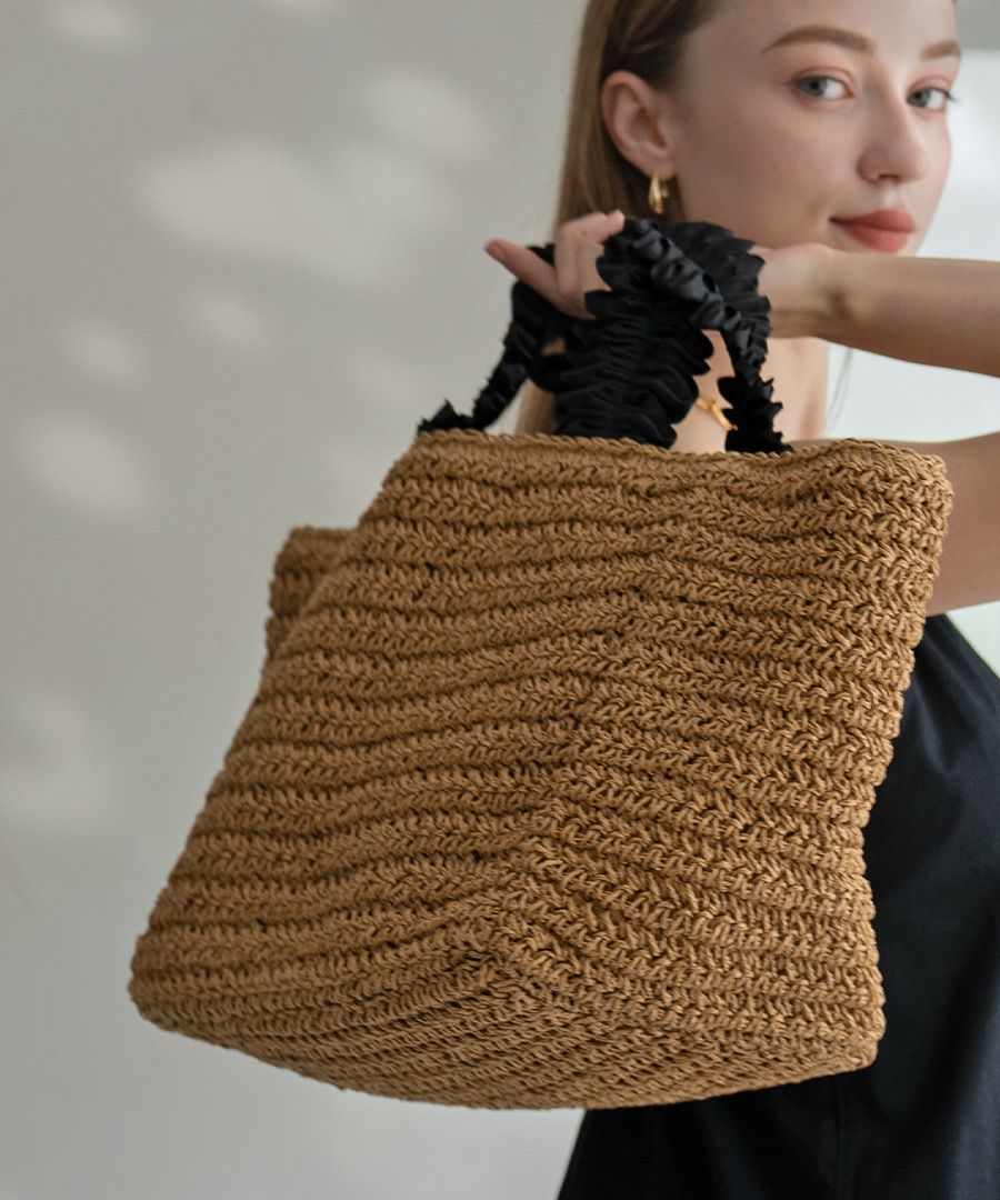 フリル×かごトートバッグ かごバッグ Gozo L ゴゾ Lサイズ