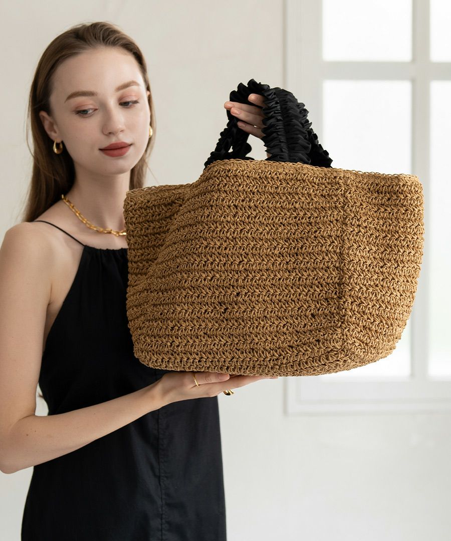 フリル×かごトートバッグ かごバッグ Gozo L ゴゾ Lサイズ