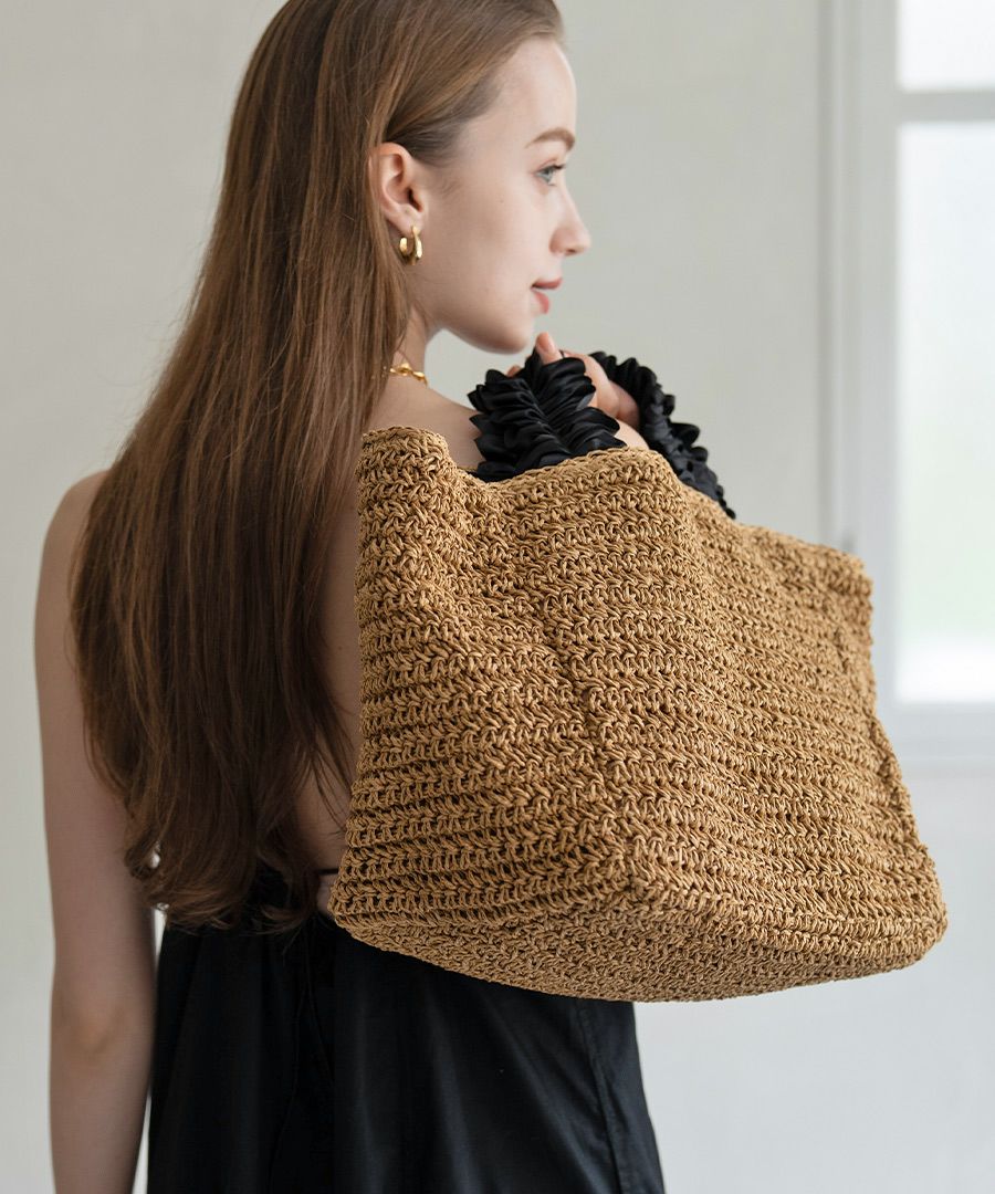 フリル×かごトートバッグ かごバッグ Gozo L ゴゾ Lサイズ