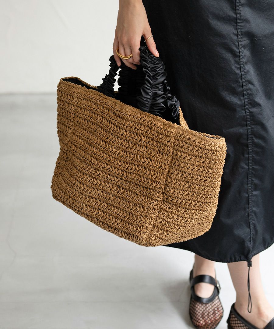 フリル×かごトートバッグ かごバッグ Gozo L ゴゾ Lサイズ