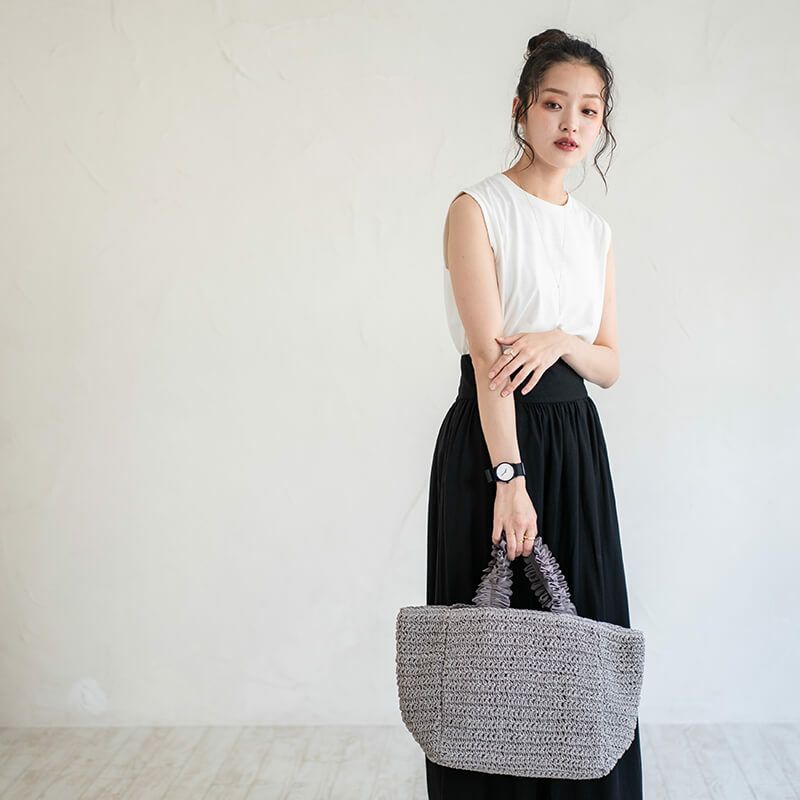 フリル×かごトートバッグ かごバッグ Gozo L ゴゾ Lサイズ