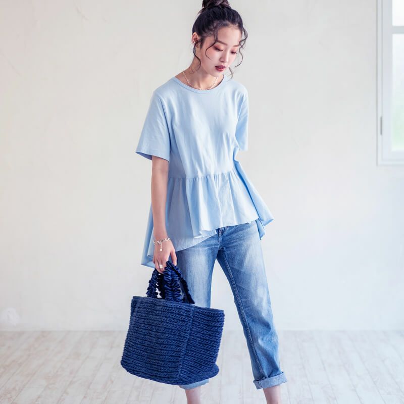 フリル×かごトートバッグ かごバッグ Gozo L ゴゾ Lサイズ