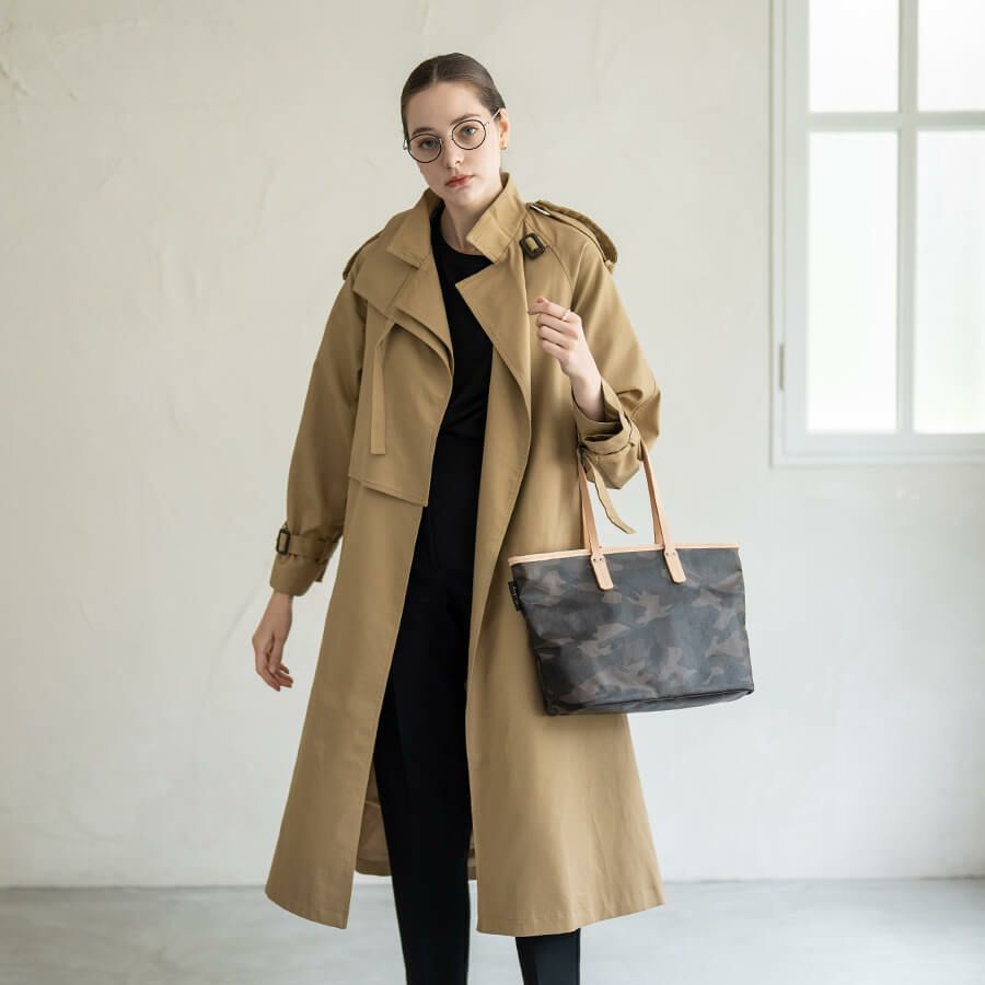 国産ヌメ革使用 カモフラ 迷彩 撥水トートバッグ Yutka ウートカ Mサイズ