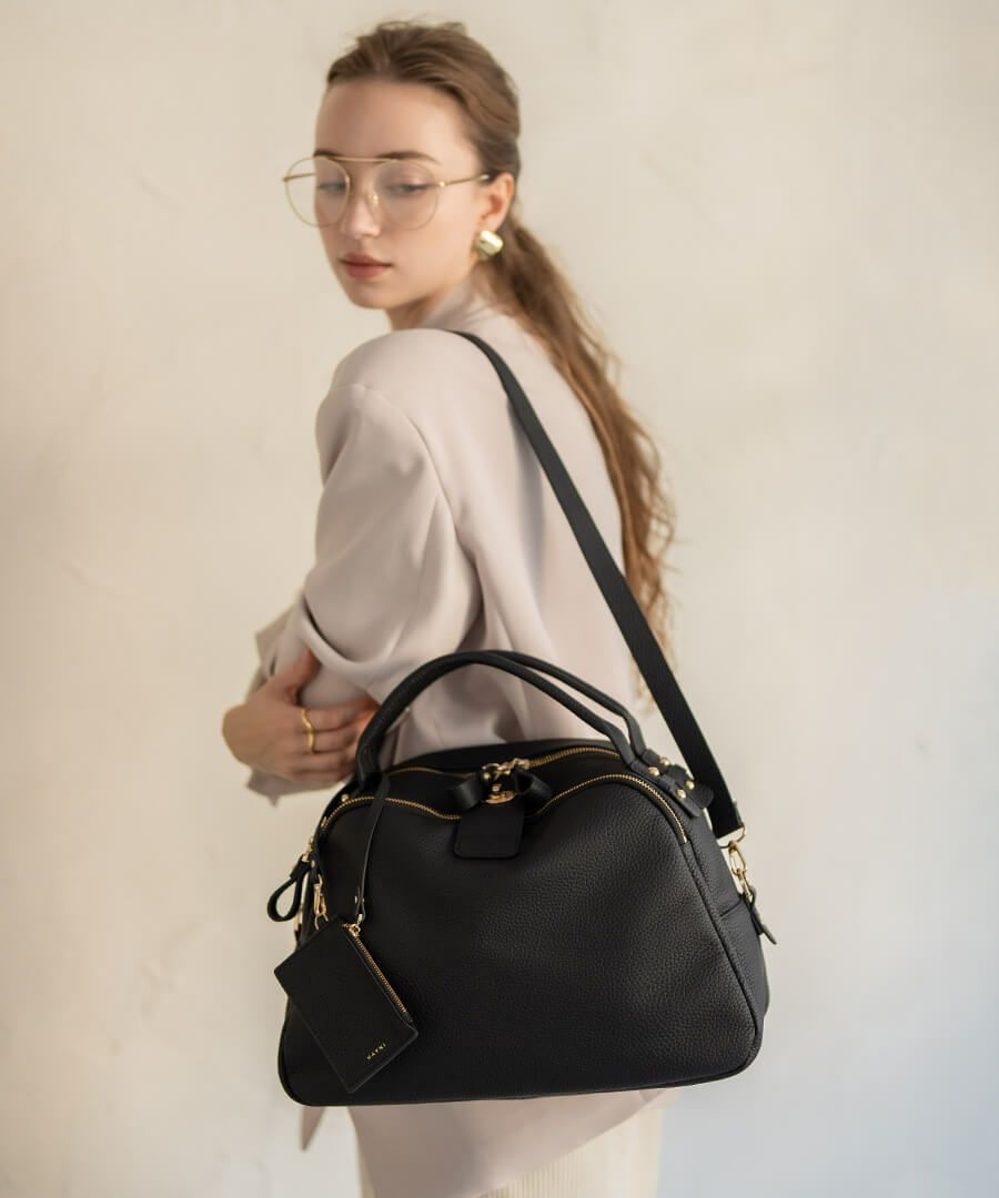 本革 2way ボストンバッグ ショルダーバッグ 第7世代・改良版 Loche ロシェ ブラック