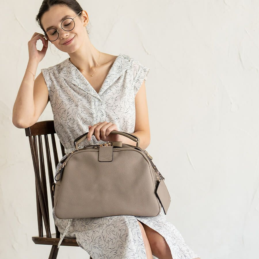 本革 2way ボストンバッグ ショルダーバッグ 第7世代・改良版 Loche ロシェ グレージュ