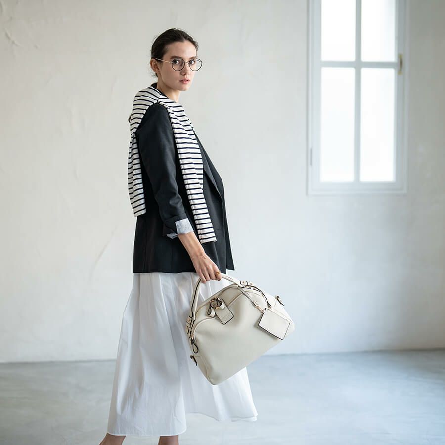 本革 2way ボストンバッグ ショルダーバッグ 第7世代・改良版 Loche ロシェ アイボリー