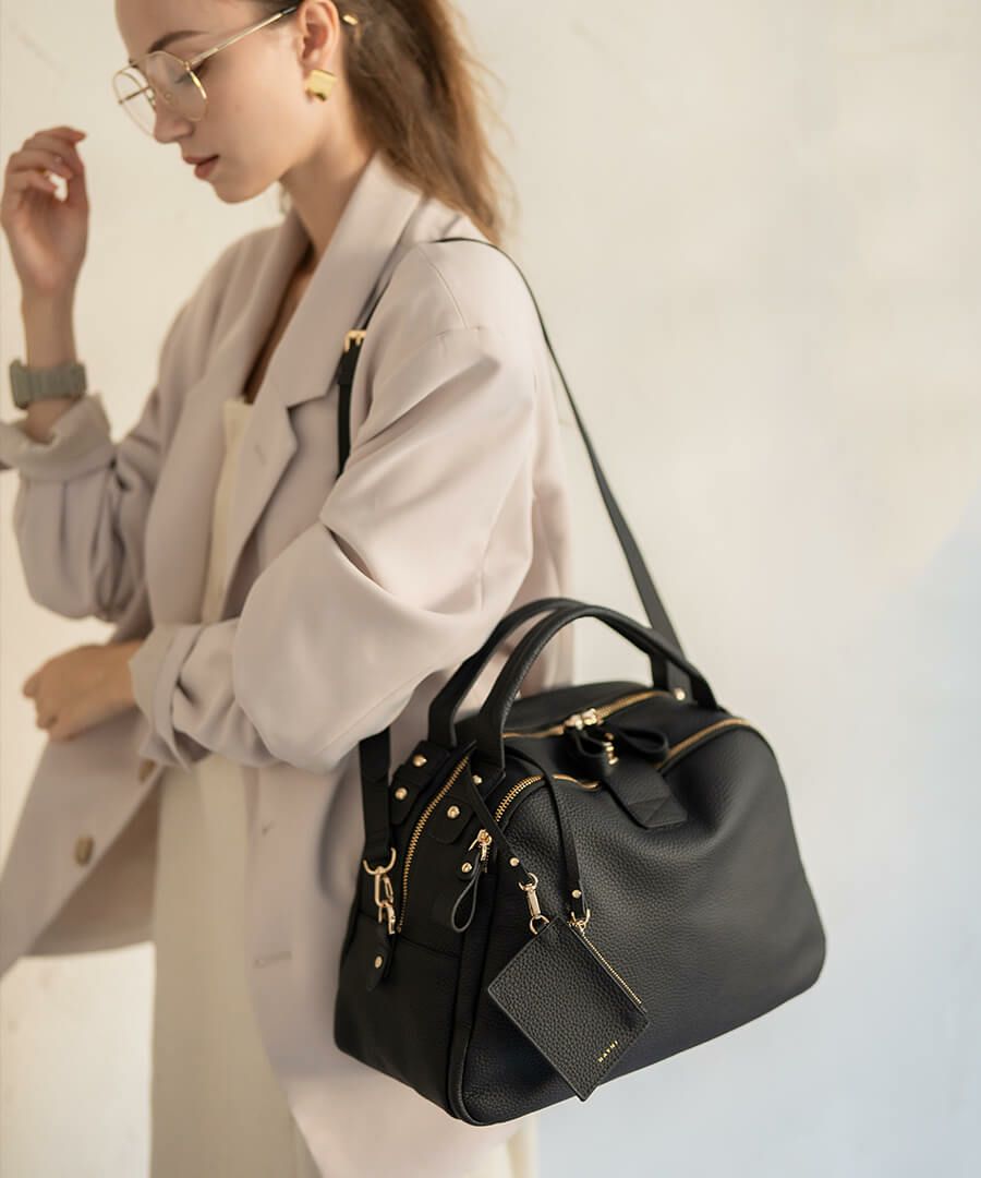 本革 ボストンバッグ ショルダーバッグ Loche ロシェ 第8世代 改良版 ブラック