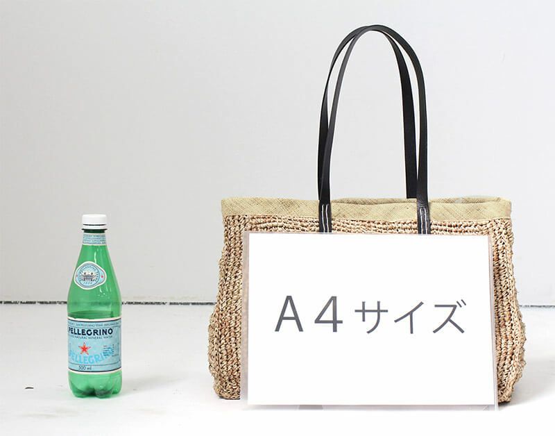  かごバッグ ショルダーバッグ 　ラフィア天然素材×本牛革 Canetta カネッタMサイズ 