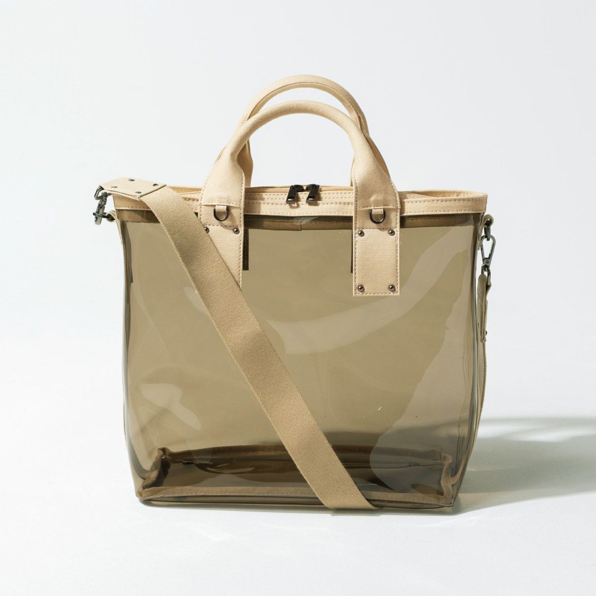 2way クリアバッグ Ganabie ガナビー Mサイズ ベージュ