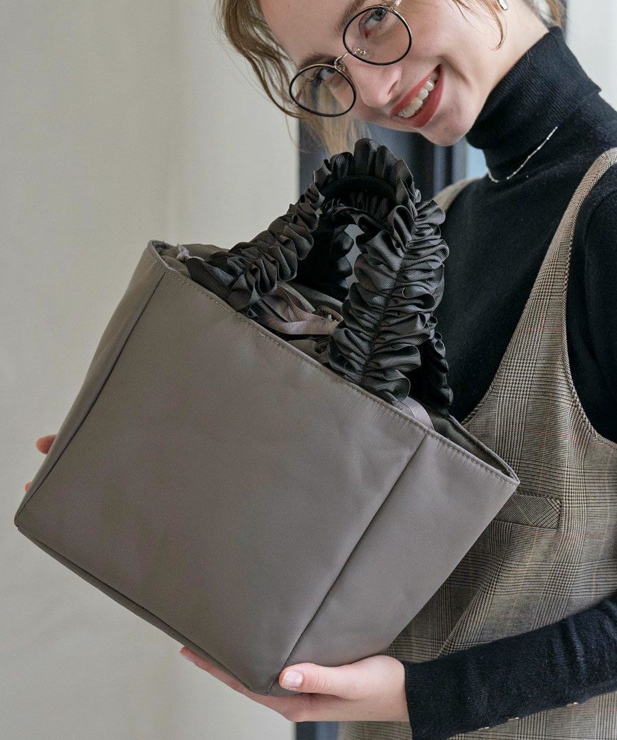 フリルハンドル　トートバッグ　リフカナイロン Sサイズ