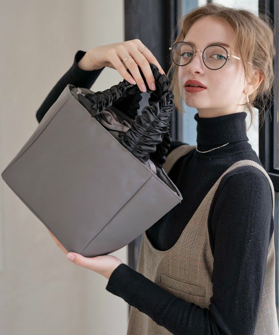 フリルハンドル　トートバッグ　リフカナイロン Sサイズ