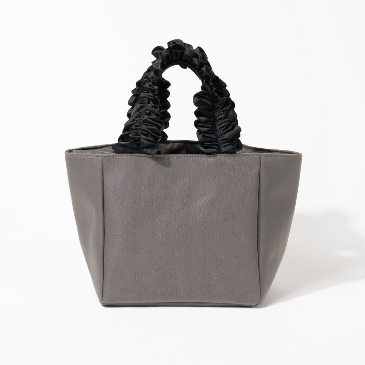 フリルハンドル　トートバッグ　リフカナイロン Sサイズ グレーブラック