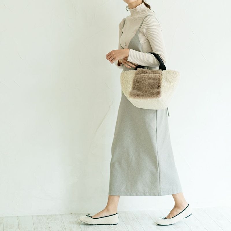 ファー 舟形 トートバッグ　Venemia 　ベネミア