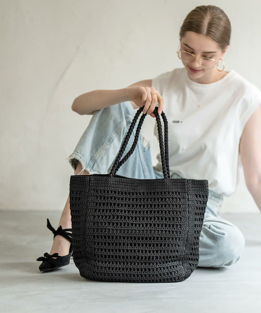  メッシュトートバッグ シンプル 大人 かわいい HAYNI. ヘイニ シルバーバッグ Diniya ディニヤ 　シルバー　グレー