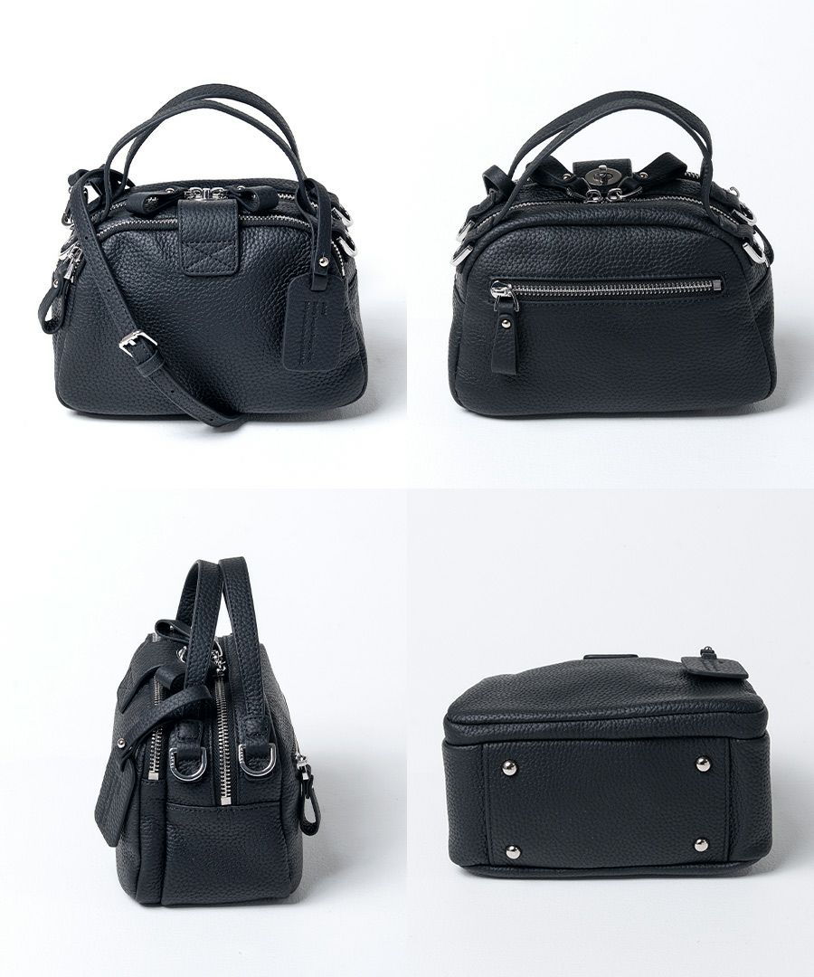 ショルダーバッグ レディース 斜めがけ ボストンバッグ 2way 大人 ワンマイル 小さめ 本革 牛革 バッグ レザー Baby Loche ベイビーロシェ ブラック