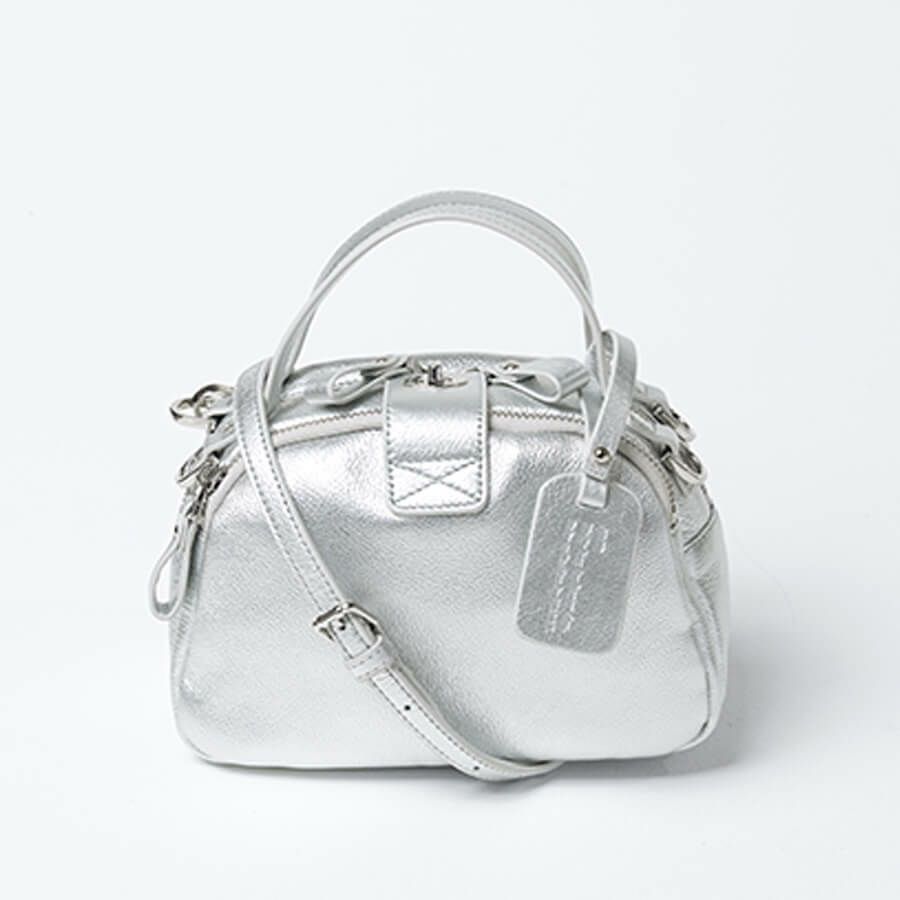 ショルダーバッグ レディース 斜めがけ ボストンバッグ 2way 大人 ワンマイル 小さめ 本革 牛革 バッグ レザー Baby Loche ベイビーロシェ シルバー