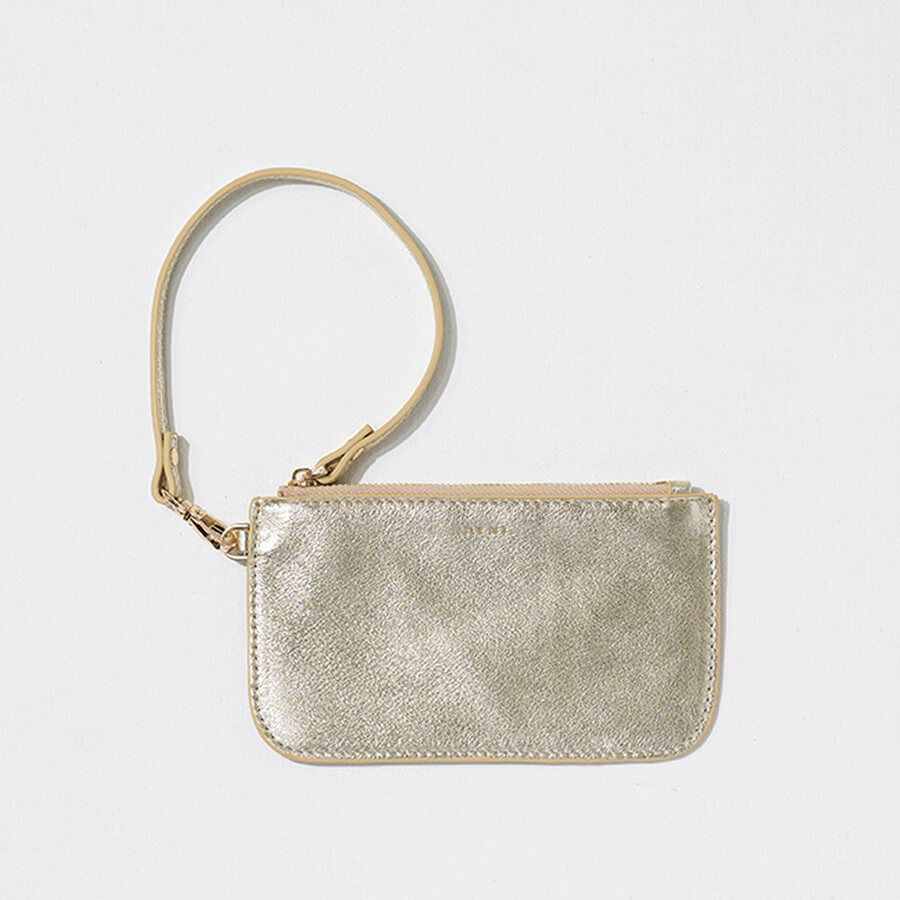 本革ポーチ レザーポーチ ポーチ シンプル ストラップ 大人 グレージュ コスメポーチ 小銭入れ コインケース カードケース ファスナー付き 牛革 マルチポーチ マチなし 薄型 ギフト プレゼント 誕生日 ブランド