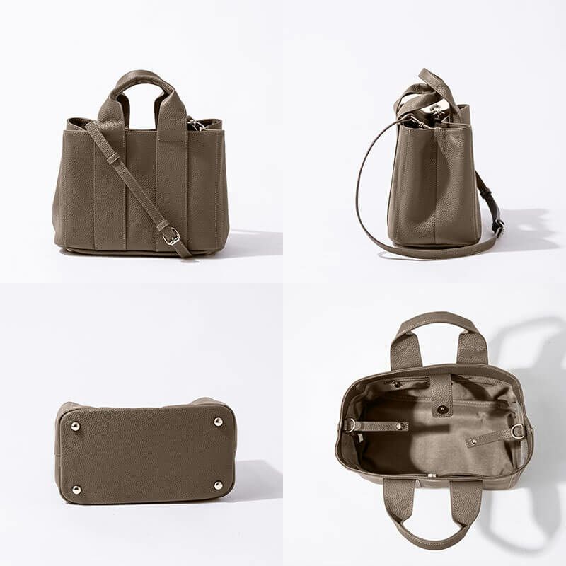 本革 2way ショルダーバッグ ハンドバッグ ミニ レディース 斜めがけ 大人 【 Luziny ルジニー 】 トープ