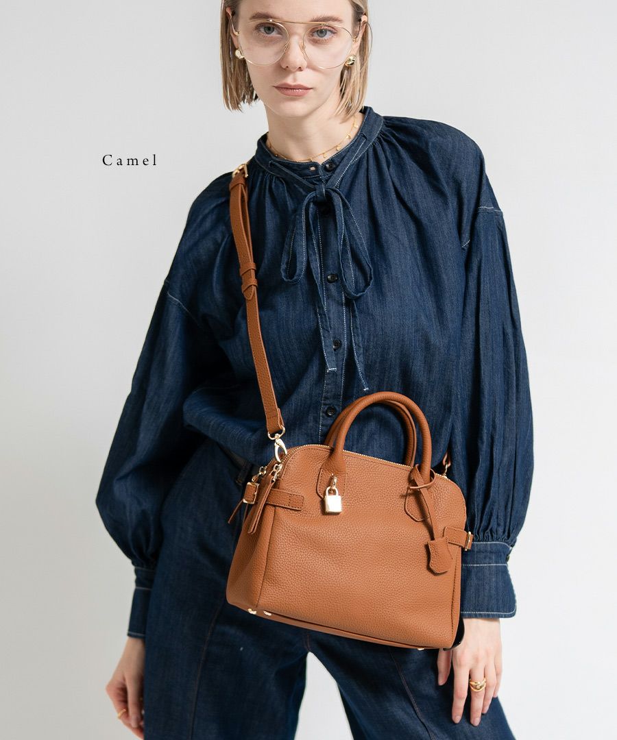 2way ショルダーバッグ ハンドバッグ レディース ファスナー付き 本革 トートバッグ【 Orietto オリエット 】 キャメル
