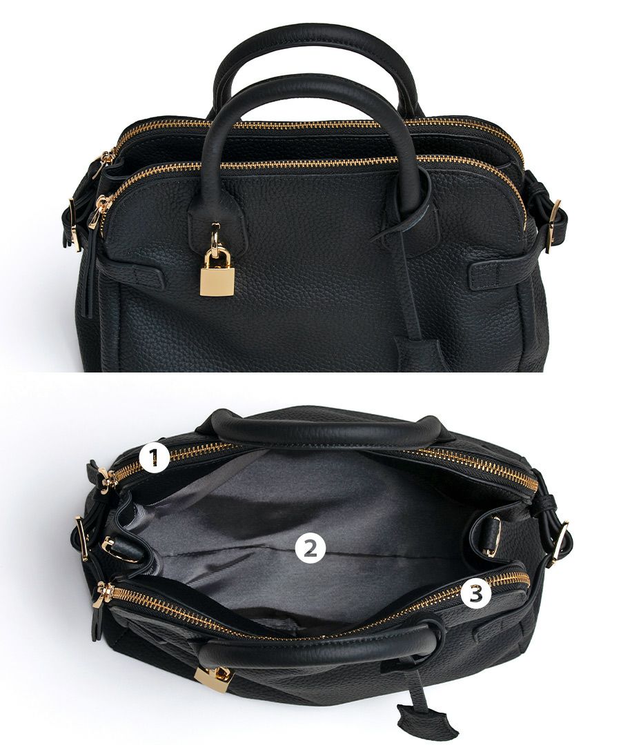 2way ショルダーバッグ ハンドバッグ レディース ファスナー付き 本革 トートバッグ【 Orietto オリエット 】 トープ