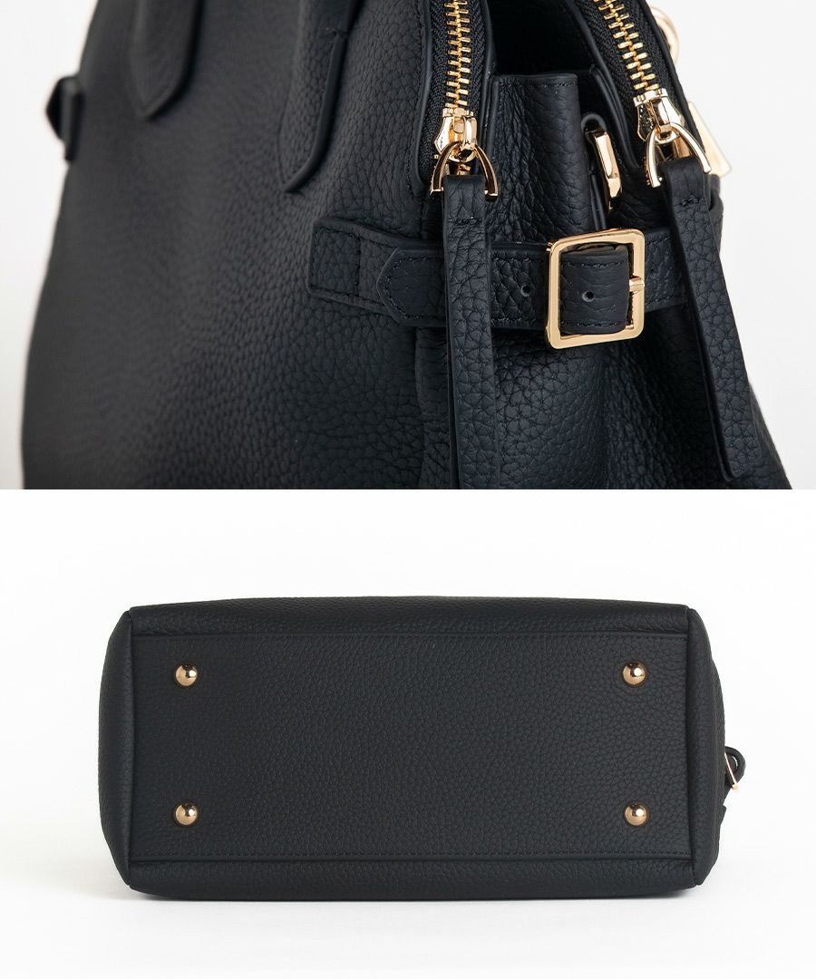 2way ショルダーバッグ ハンドバッグ レディース ファスナー付き 本革 トートバッグ【 Orietto オリエット 】 ブラック