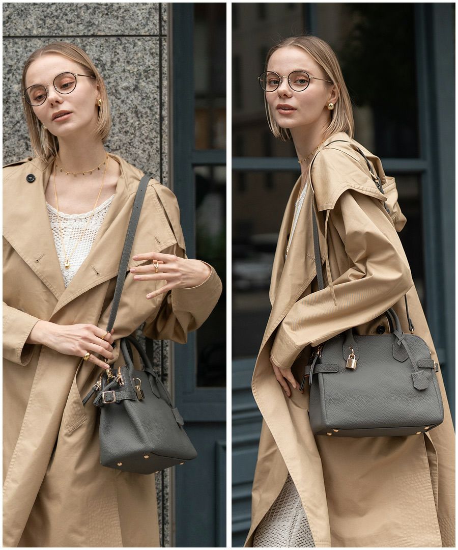 2way ショルダーバッグ ハンドバッグ レディース ファスナー付き 本革 トートバッグ【 Orietto オリエット 】 ブラック