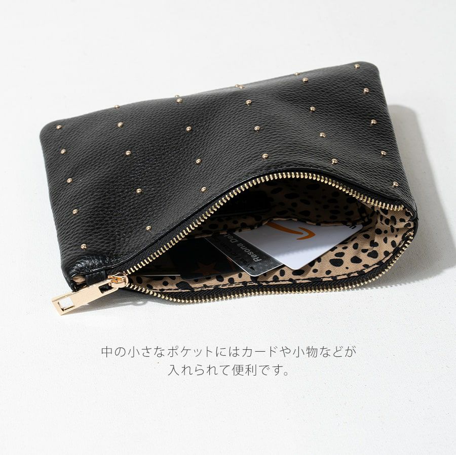 ドットレザーポーチ Mサイズ