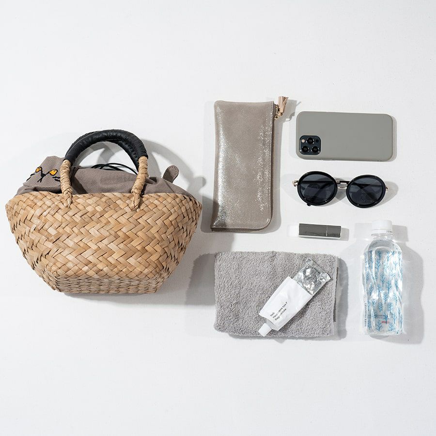 ねこ モチーフ 巾着 かごバッグ【Minetpanie ミネットパニエ】