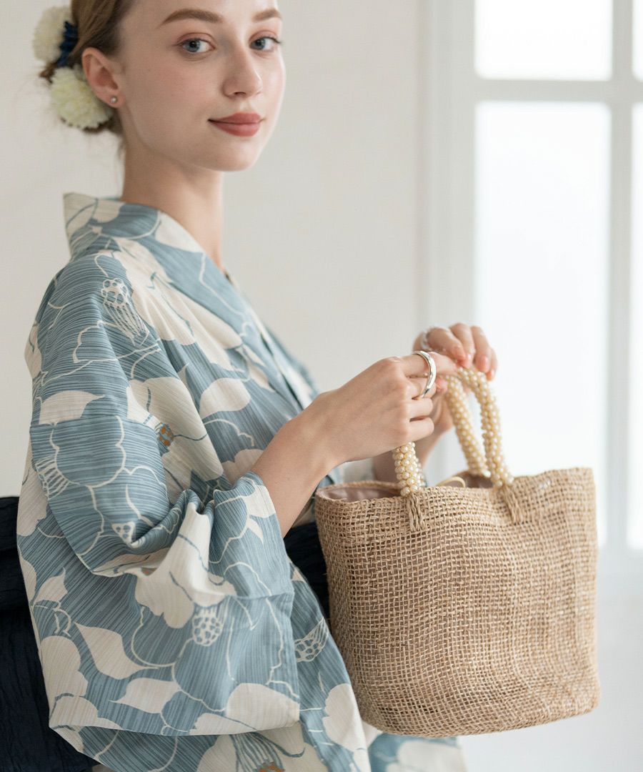 パールハンドル アバカ透かし編みかごバッグ Pavine パヴィーネ ナチュラル