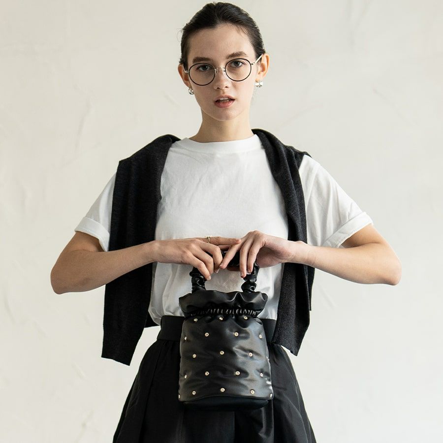 PUレザー ビジュー2wayショルダーバッグ【beaze ビーゼ】