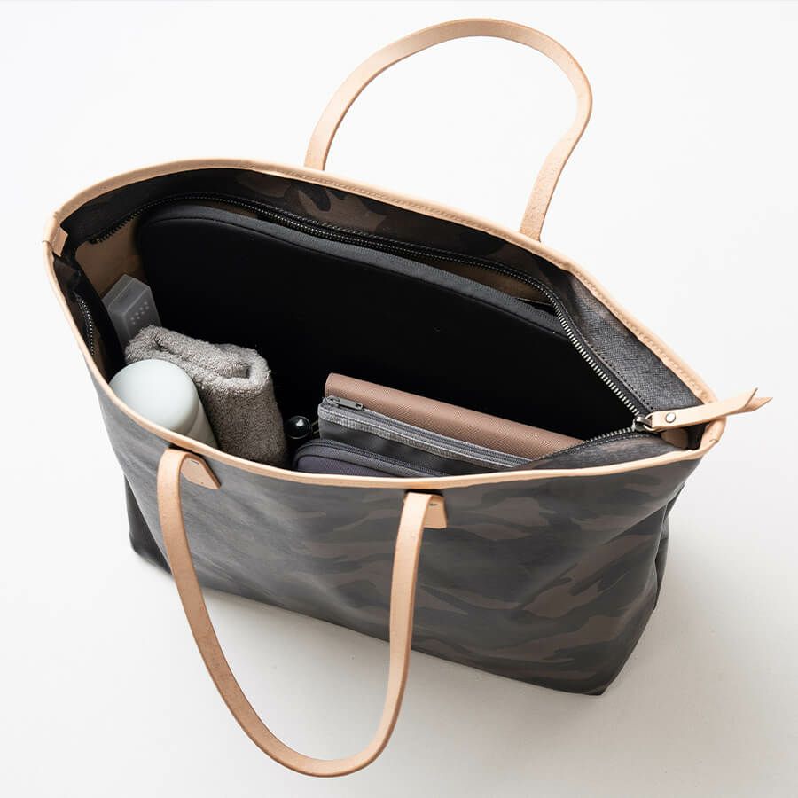 国産ヌメ革使用 カモフラ 迷彩 撥水トートバッグ Yutka ウートカ Mサイズ