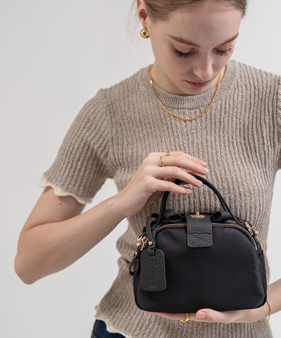 2wayナイロンショルダーバッグ Baby Nylon Loche べイビーナイロンロシェ　グレーブラック