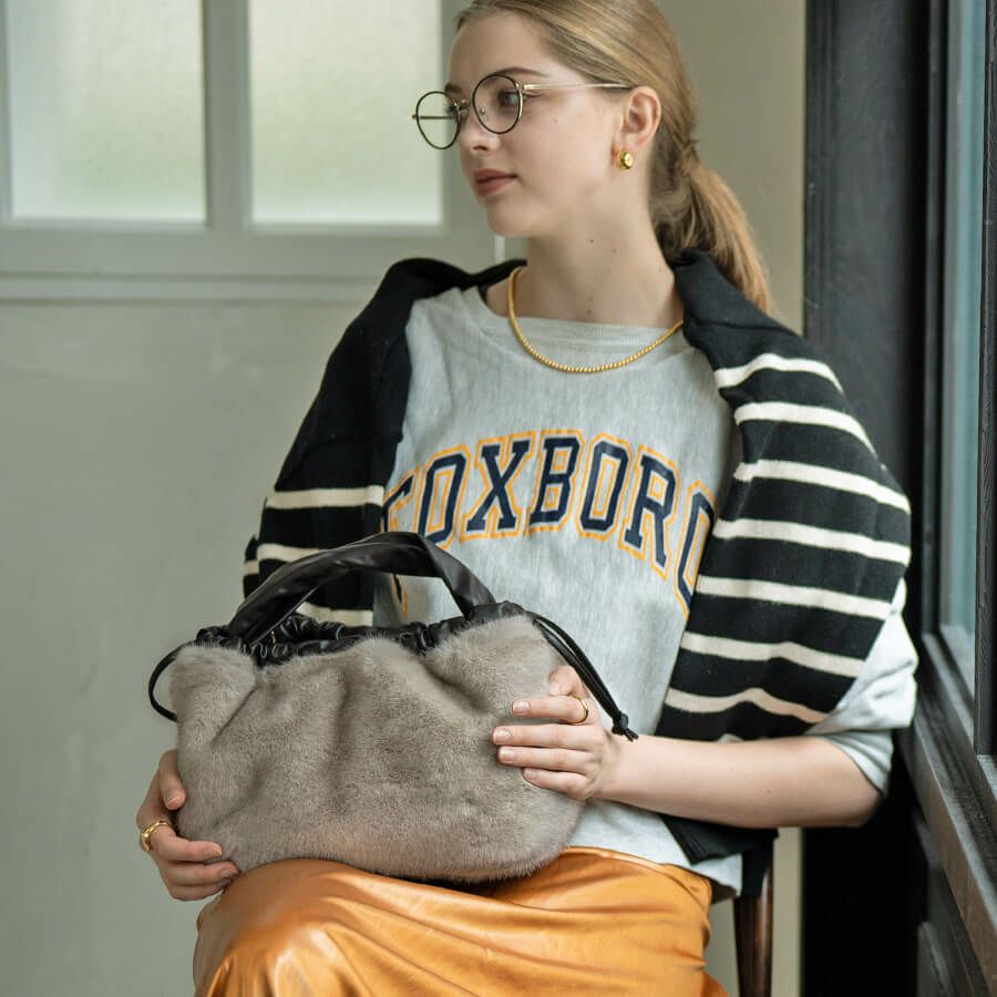 2way ツイストハンドル エコファー ショルダーバッグ Dollfur ドルファ