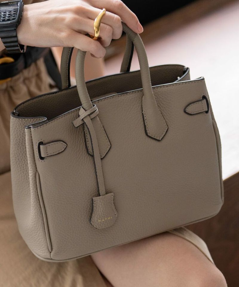 本革 2way ショルダーバッグ ハンドバッグ Lenne レネ グレージュ