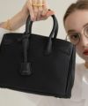 本革 2way ショルダーバッグ ハンドバッグ Lenne レネ ブラック