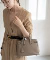 本革 2way ショルダーバッグ ハンドバッグ Lenne レネ グレージュ