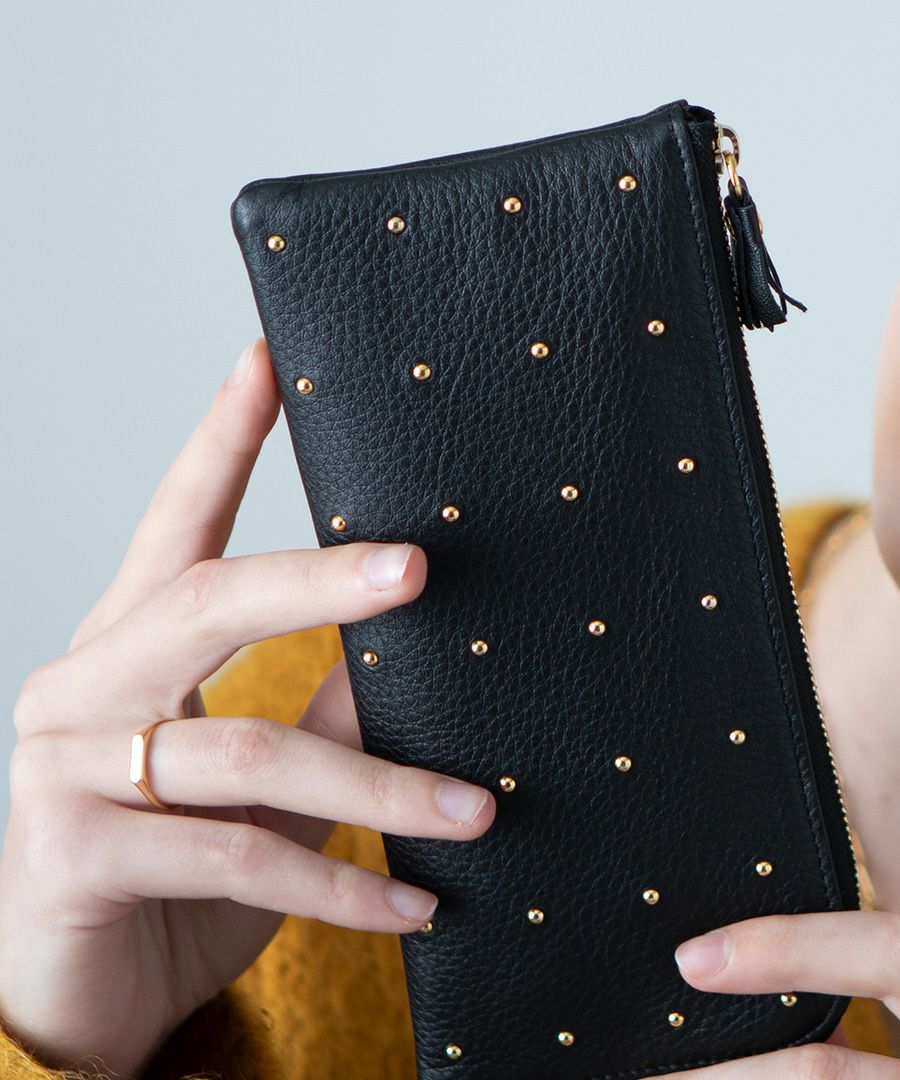 POMTATA ポンタタ ロングウォレット L字 長財布 ドットレザー