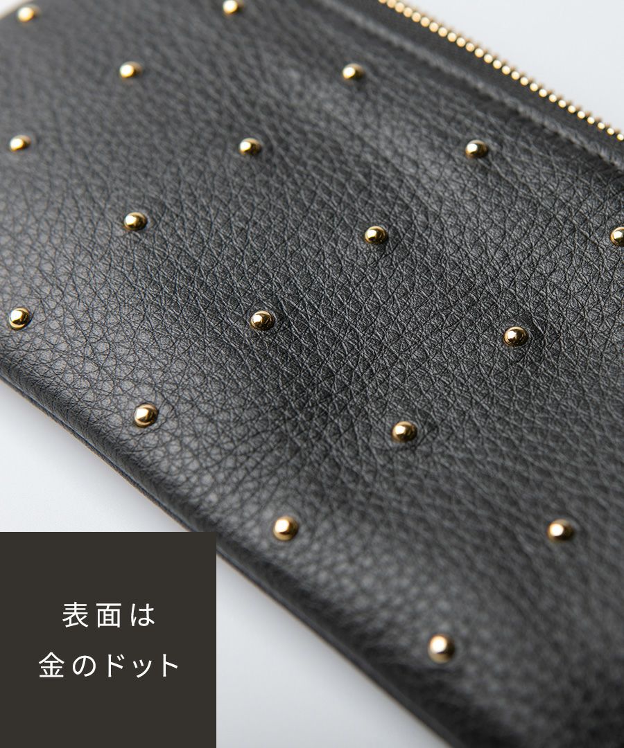 POMTATA ポンタタ ロングウォレット L字 長財布 ドットレザー