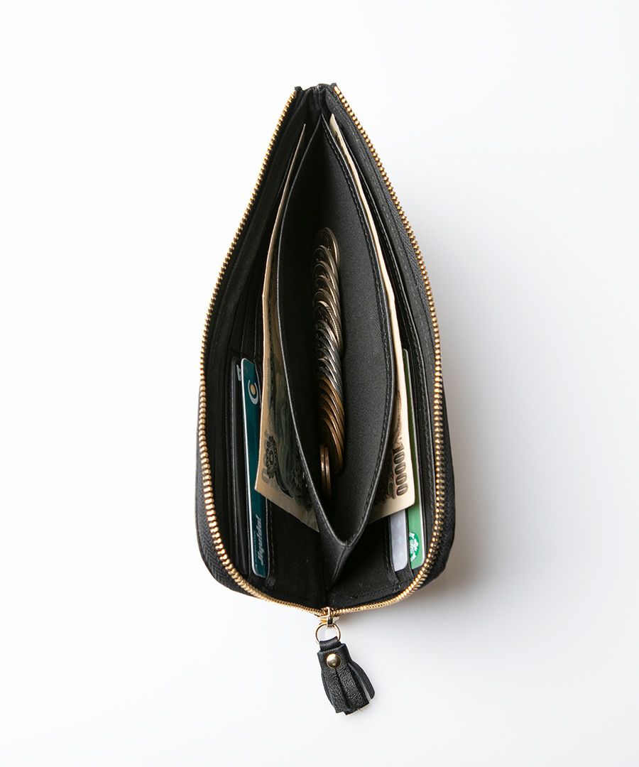 POMTATA ポンタタ ロングウォレット L字 長財布 ドットレザー