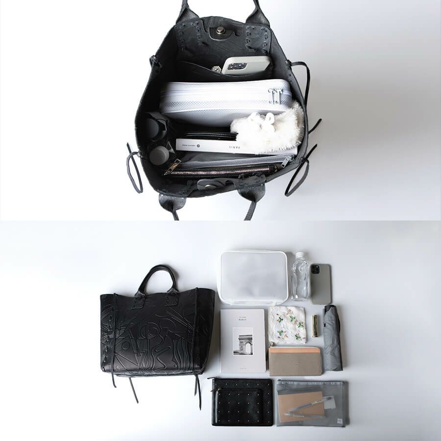 本革 牛革 スクエア トートバッグ POMTATA ポンタタ レザートート ブラック