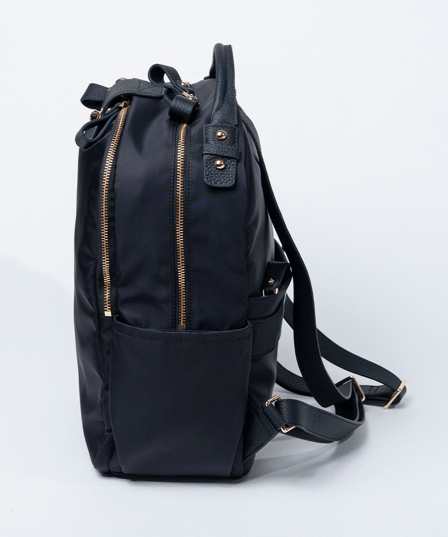 ナイロンバッグ はっ水 撥水 リュック デザイン展開あり Nylon Loche Ruck ナイロンロシェリュック【第2世代・改良版】 ブラック(ゴールド金具)
