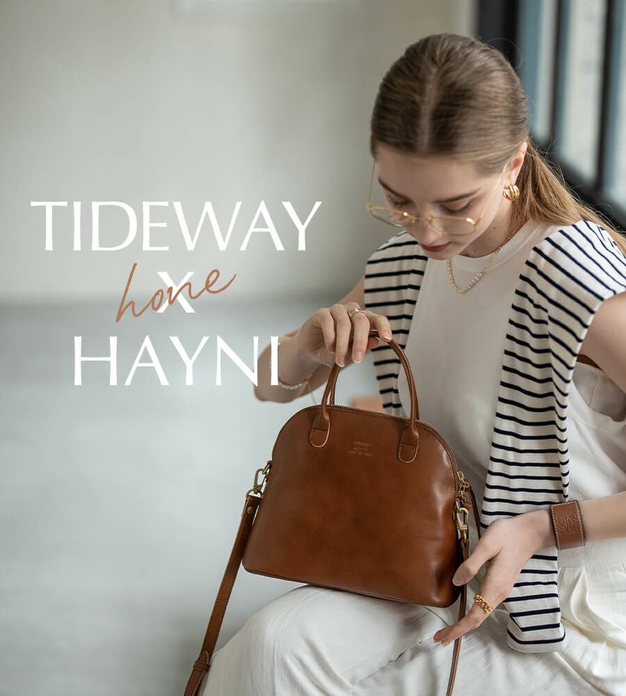 HAYNI別注 Tideway タイドウェイ ライトレザー2wayボストンバッグ HONE ホーネ Mサイズ【第1世代・在庫限り】 キャメルブラウン