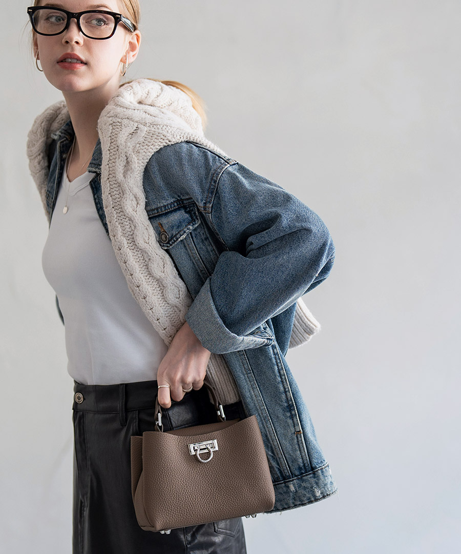本革 ショルダーバッグ ミニバッグ Baby Marollet ベイビーマロエ ブルーグレー
