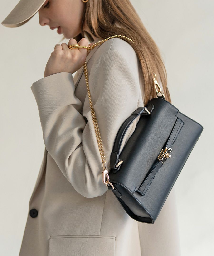 michanさんコラボ チェーン付属 3way ショルダーバッグ ハンドバッグ Linzy リンジー グレージュ