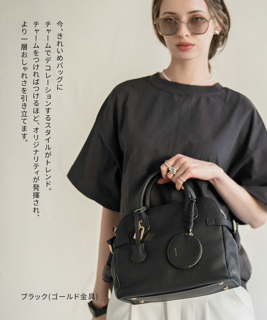 本革 丸型 バッグチャーム コインケース Marl マール